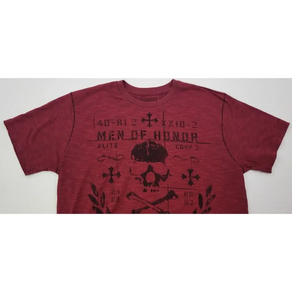 B) Retrofit Men's Graphic Short Sleeve Tee Shirt Crew Neck Men of Honor Skull L